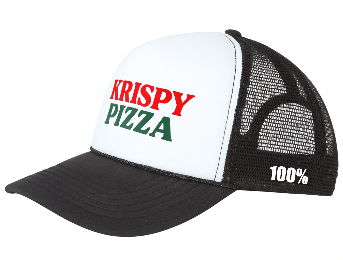 Krispy Pizza White Front Black Snapback