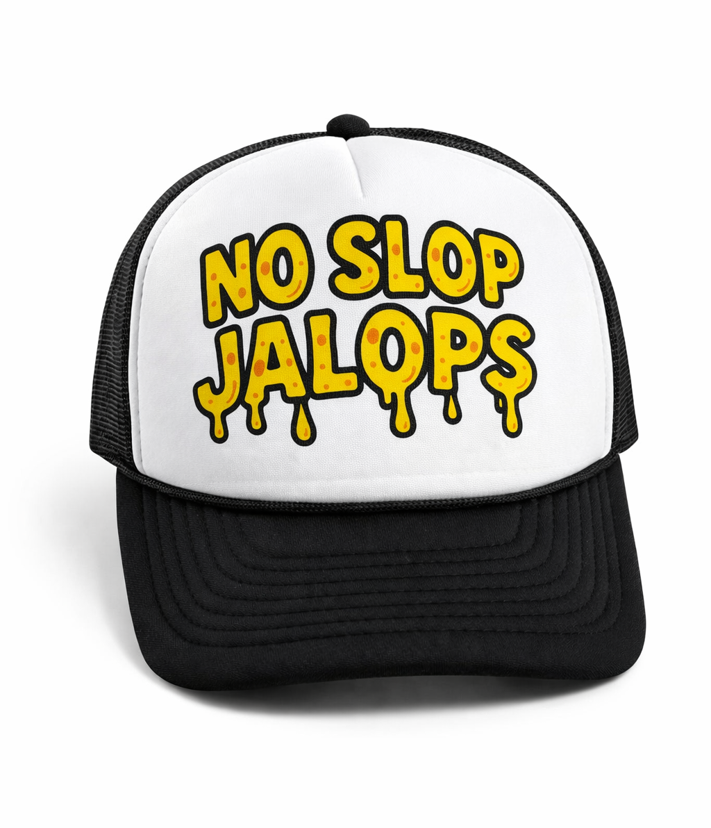 No Slop Jalops White Front Black Snapback