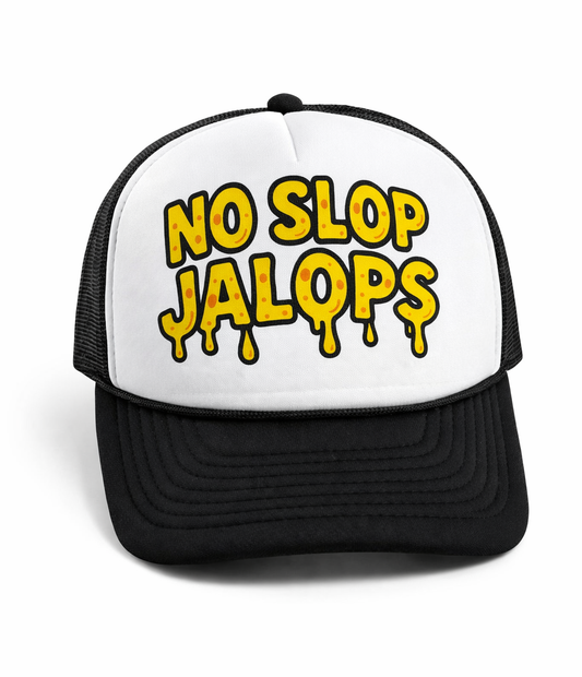 No Slop Jalops White Front Black Snapback